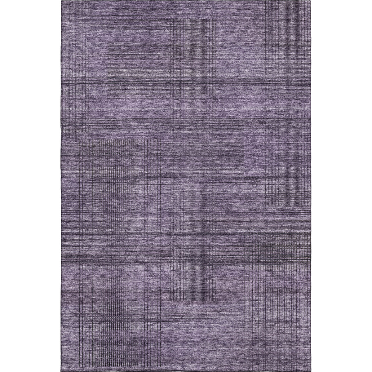 666498 8 x 10 ft. Plum & Gray Striped Washable Machine Made Rectangle Area Rug with UV Protection