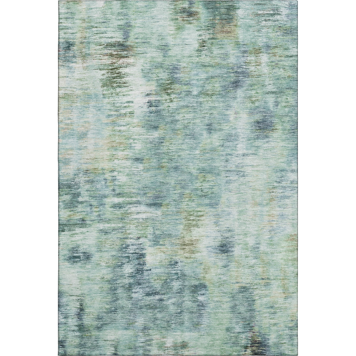 666221 10 x 14 ft. Teal, Green & Ivory Abstract Washable Machine Made Rectangle Area Rug with UV Protection