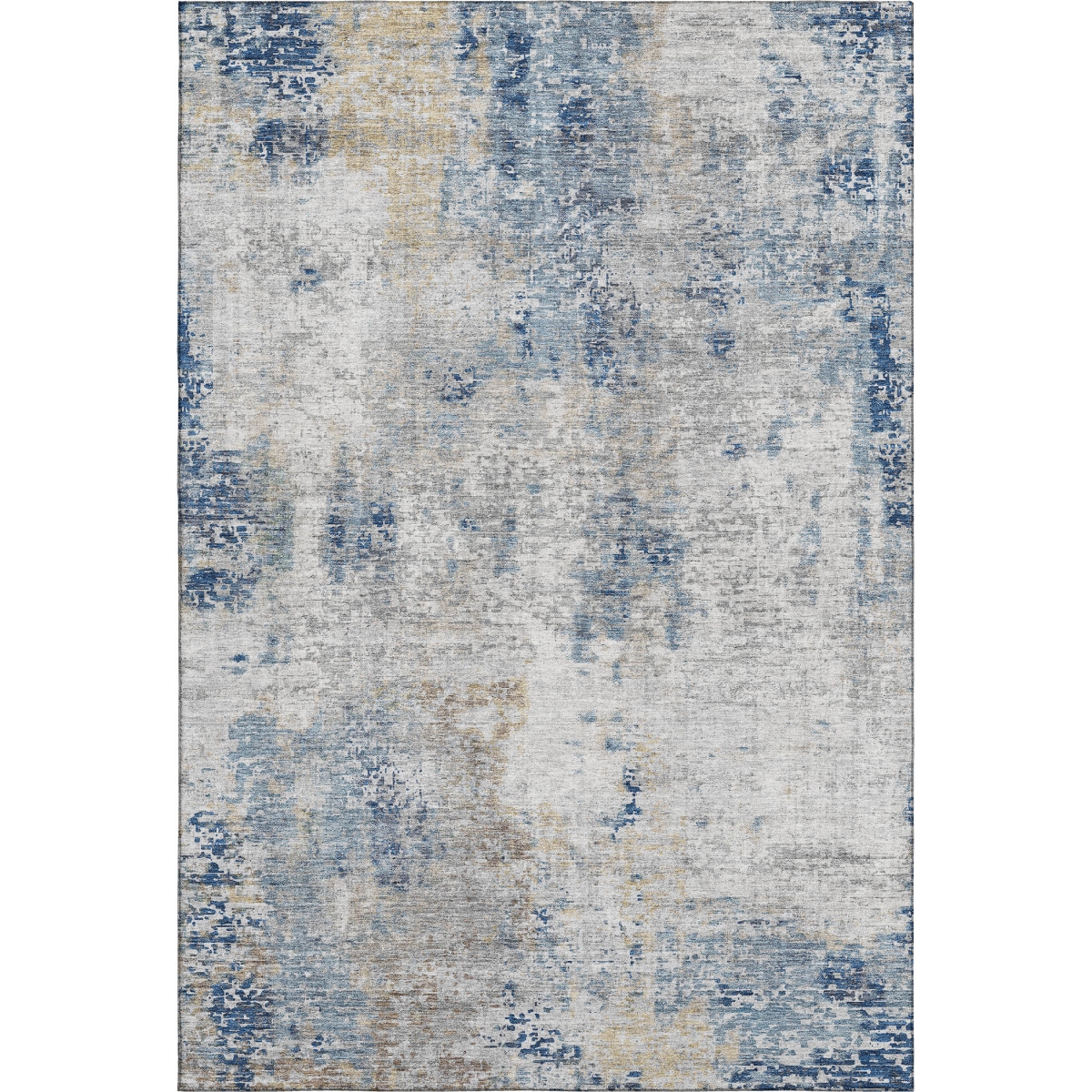 666226 9 x 12 ft. Blue Taupe & Ivory Abstract Washable Machine Made Rectangle Area Rug with UV Protection