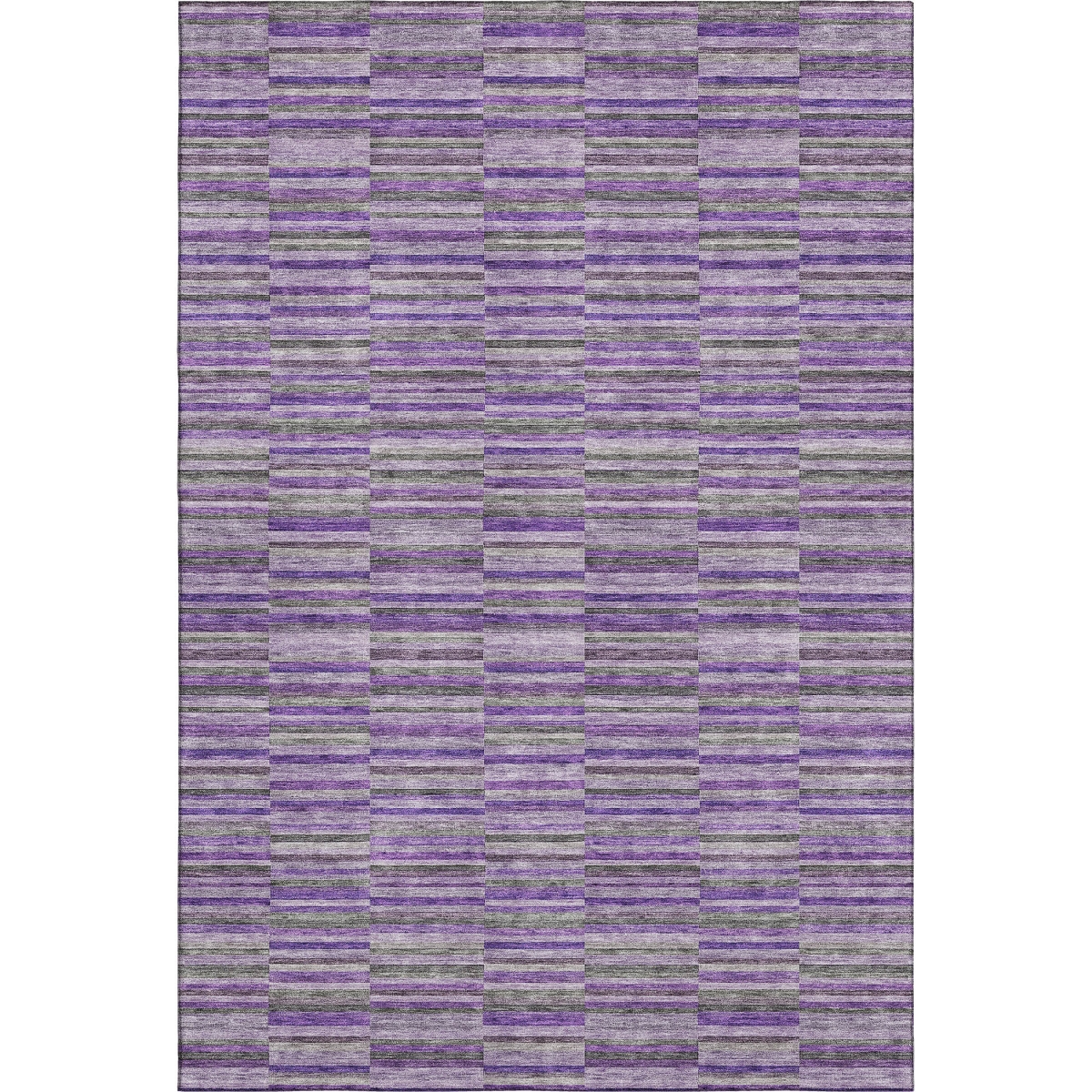 666283 5 x 8 ft. Purple & Gray Striped Transitional Washable Machine Made Rectangle Area Rug with UV Protection