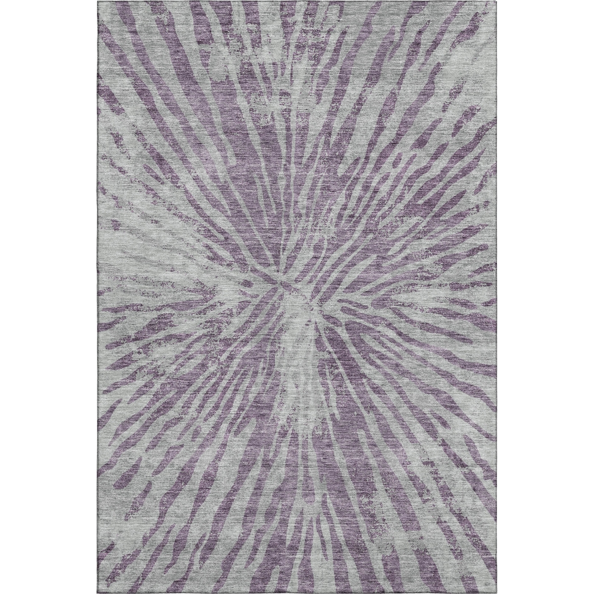 666403 9 x 12 ft. Purple & Gray Zebra Print Washable Machine Made Rectangle Area Rug with UV Protection