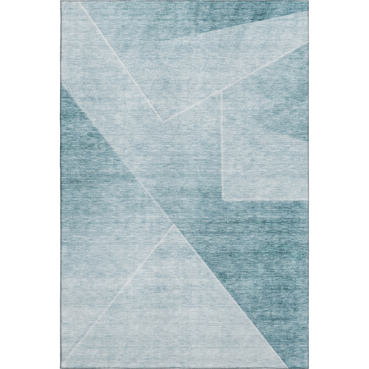664976 8 x 10 ft. Teal & Ivory Geometric Transitional Washable Machine Made Rectangle Area Rug with UV Protection