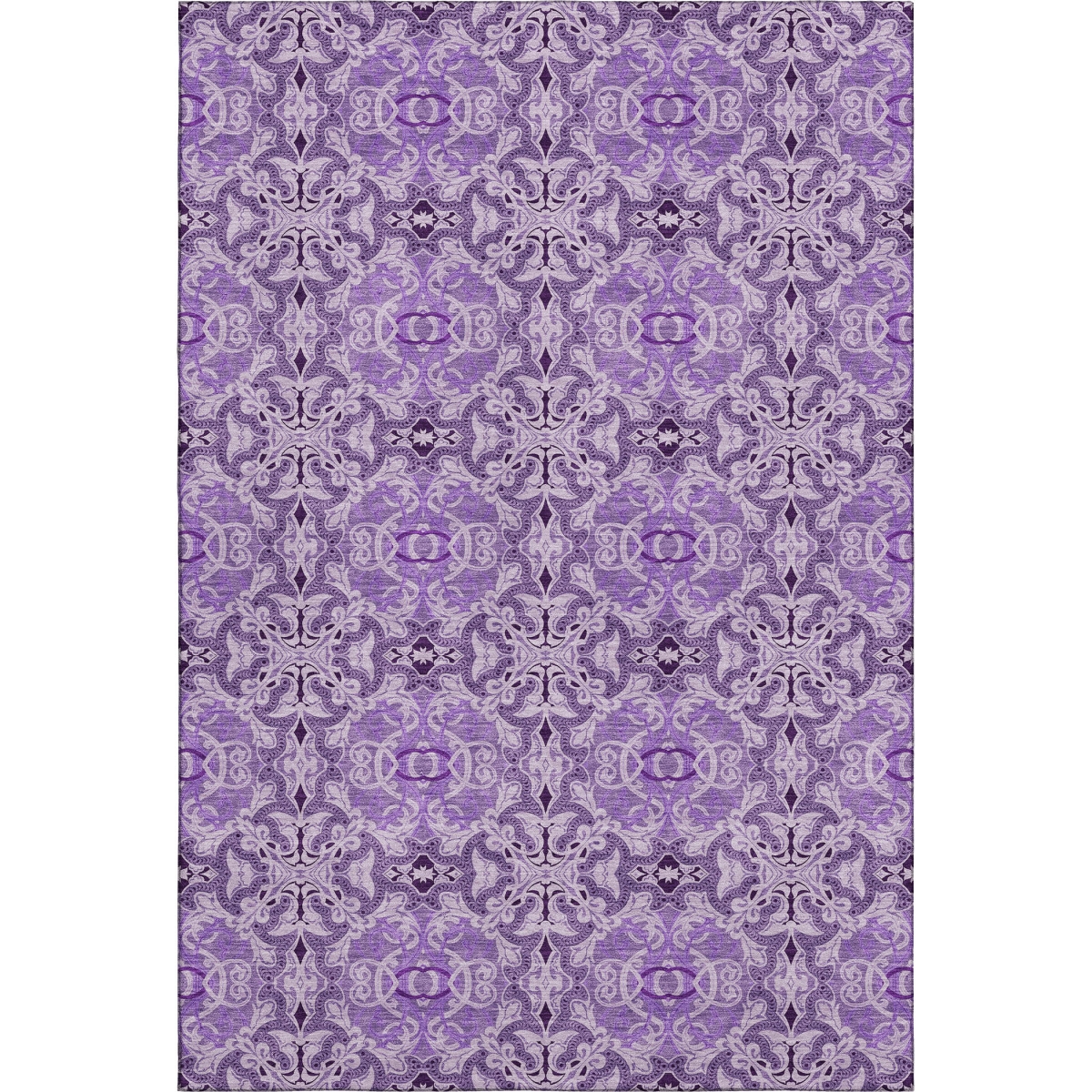 665106 5 x 8 ft. Purple & Ivory Medallion Transitional Washable Machine Made Rectangle Area Rug with UV Protection