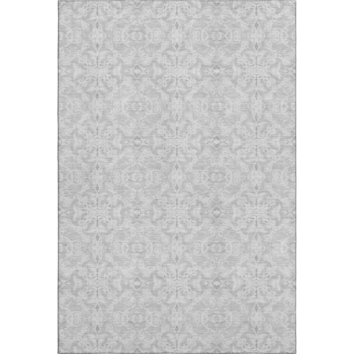665168 8 x 10 ft. Silver & Gray Medallion Transitional Washable Machine Made Rectangle Area Rug with UV Protection