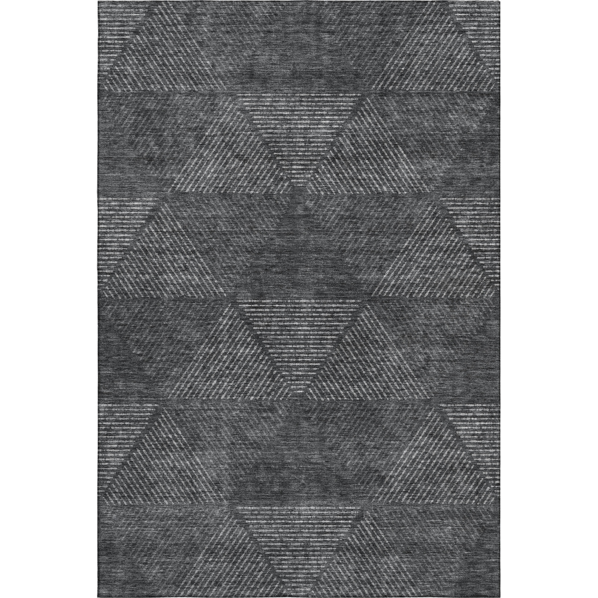 664852 10 x 14 ft. Charcoal & Silver Geometric Transitional Washable Machine Made Rectangle Area Rug with UV Protection