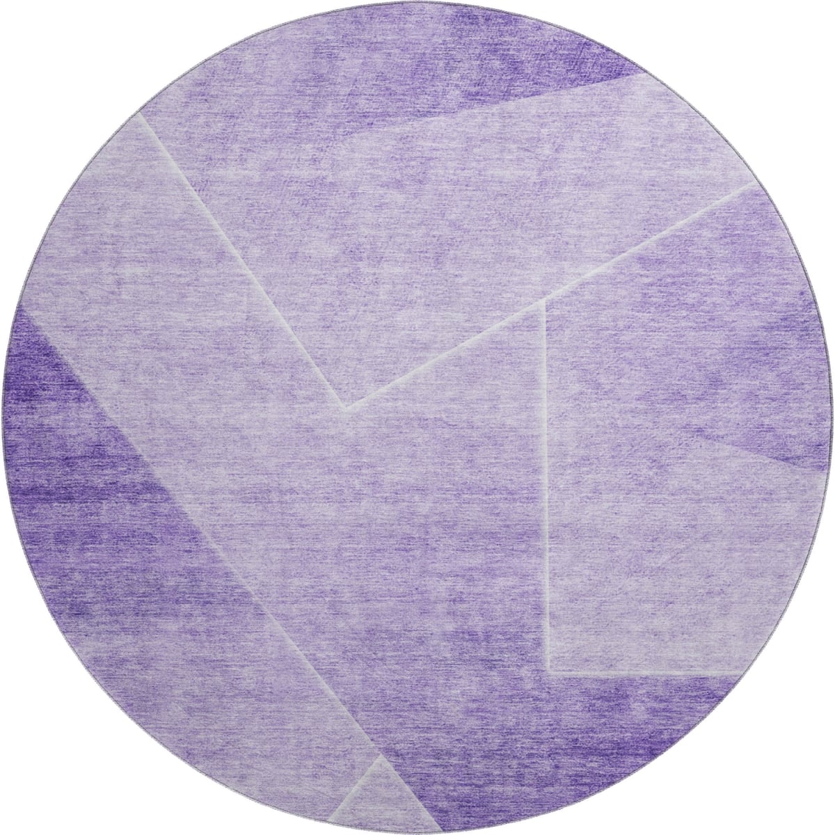 664957 8 ft. Purple & Ivory Geometric Transitional Washable Round Area Rug with UV Protection