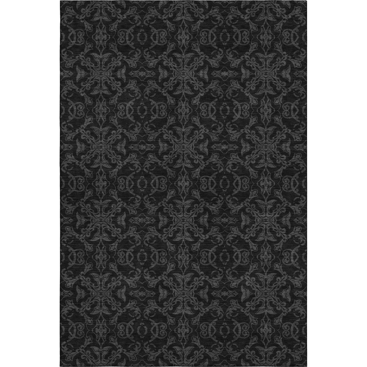 665206 10 x 14 ft. Gray & Charcoal Medallion Washable Machine Made Rectangle Area Rug with UV Protection