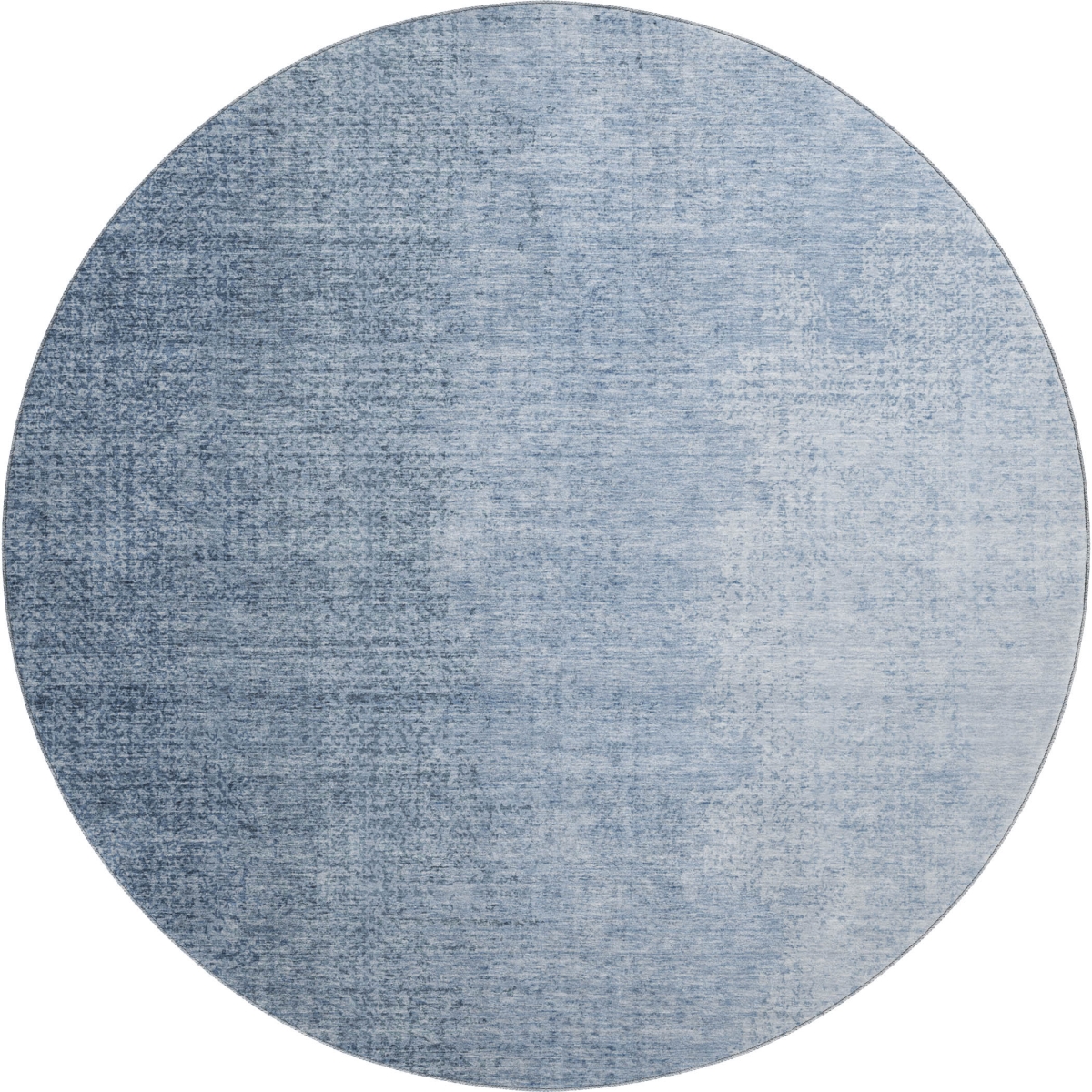 666587 8 ft. Blue & Ivory Ombre Transitional Washable Round Area Rug with UV Protection