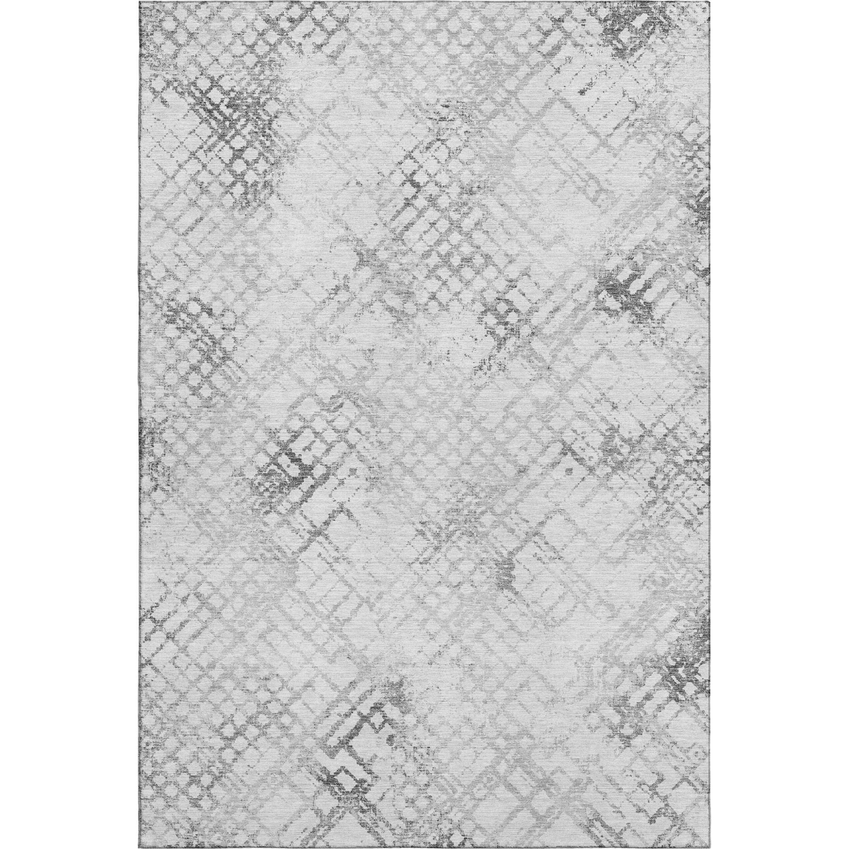 666642 8 x 10 ft. Gray & Silver Abstract Geometric Transitional Washable Machine Made Rectangle Area Rug with UV Protection