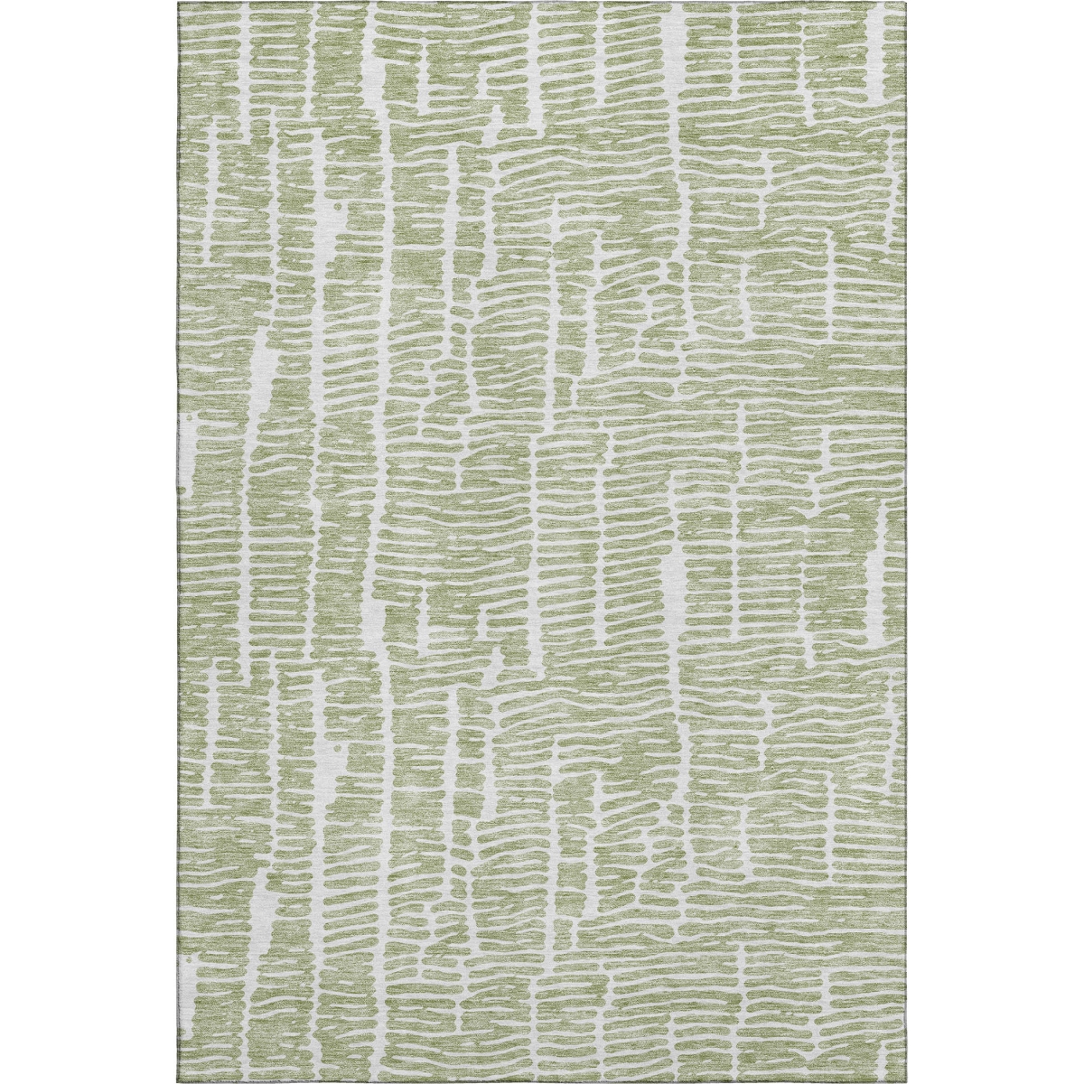 666834 8 x 10 ft. Artichoke Green & Ivory Vermicular Washable Machine Made Rectangle Area Rug with UV Protection