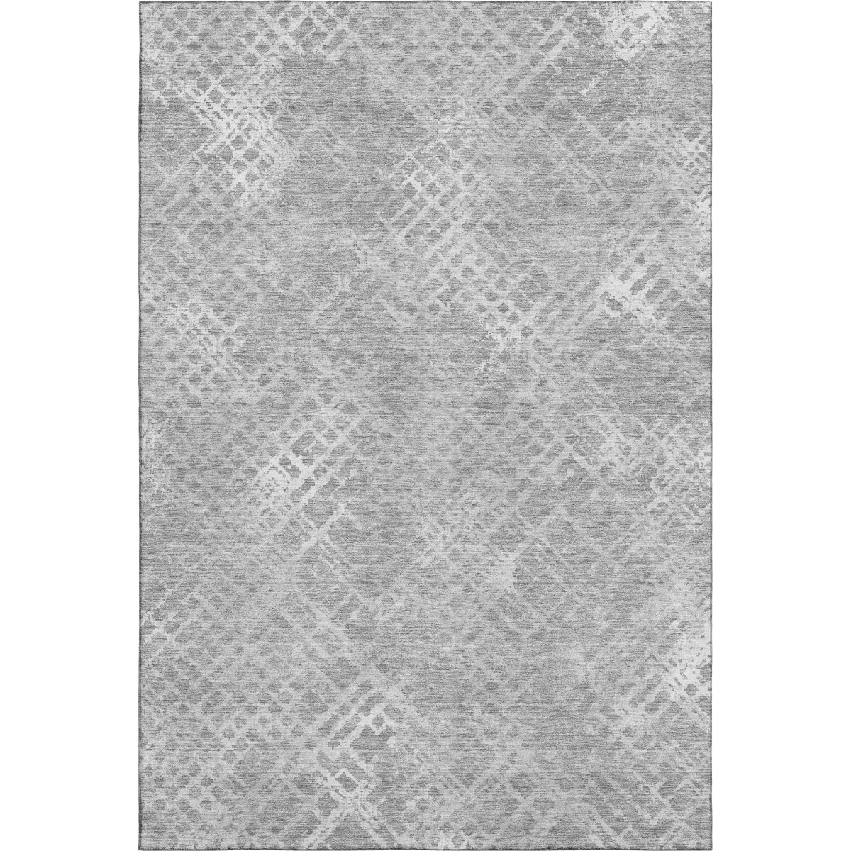 666691 9 x 12 ft. Gray & Silver Abstract Geometric Transitional Washable Machine Made Rectangle Area Rug with UV Protection