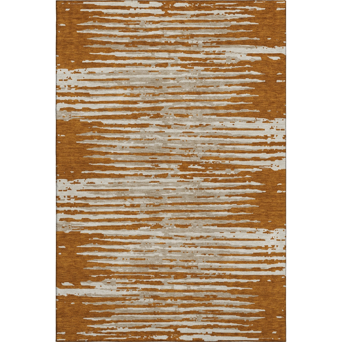 670579 10 x 14 ft. Rust & Ivory Striped Transitional Washable Machine Made Rectangle Area Rug with UV Protection