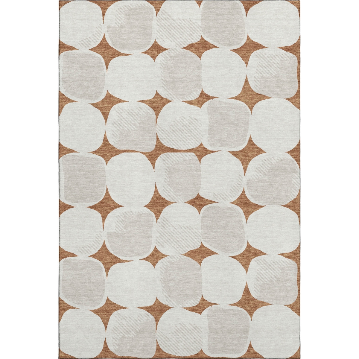669220 8 x 10 ft. Rust & Ivory Abstract Geometric Transitional Washable Machine Made Rectangle Area Rug with UV Protection