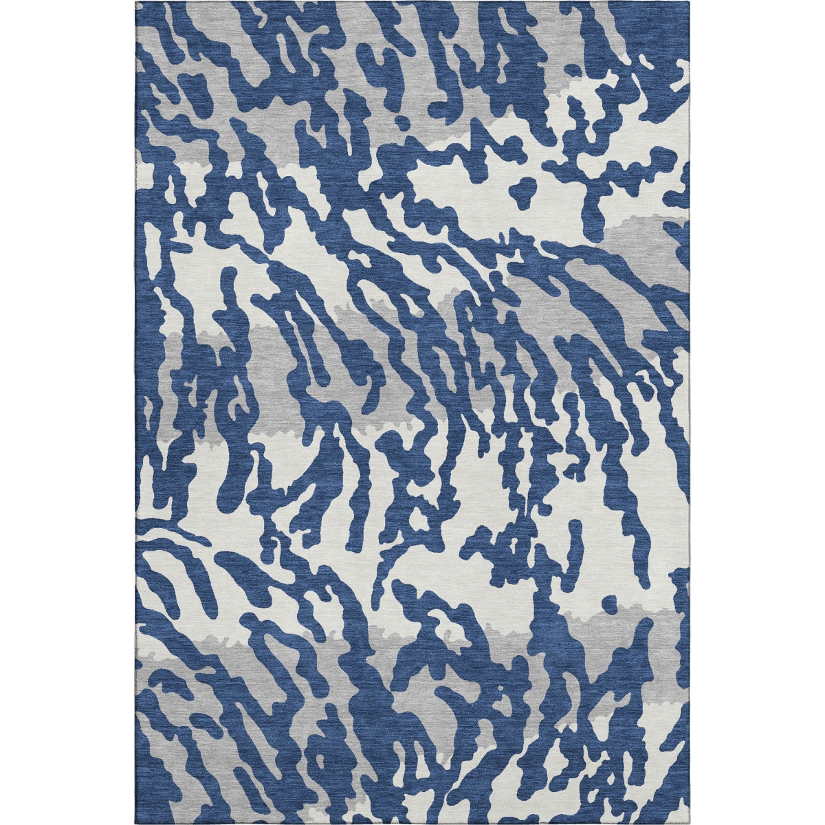669462 10 x 14 ft. Navy Blue & Ivory Animal Print Washable Machine Made Rectangle Area Rug with UV Protection