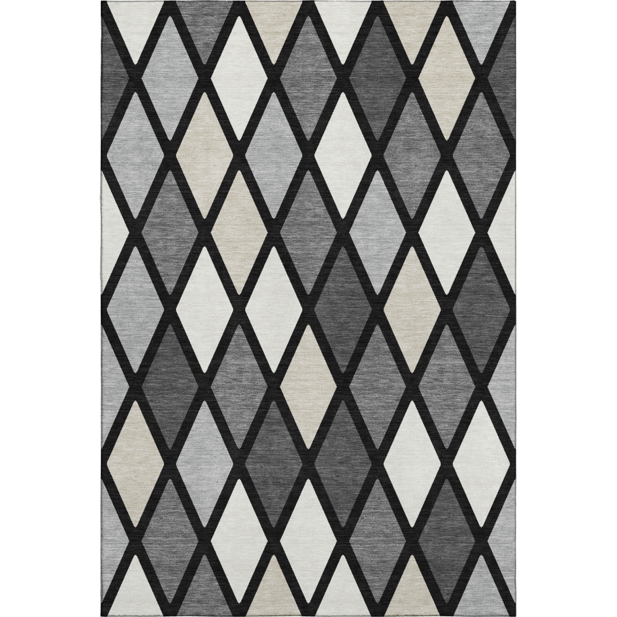 670458 9 x 12 ft. Black Ivory & Gray Geometric Transitional Washable Machine Made Rectangle Area Rug with UV Protection
