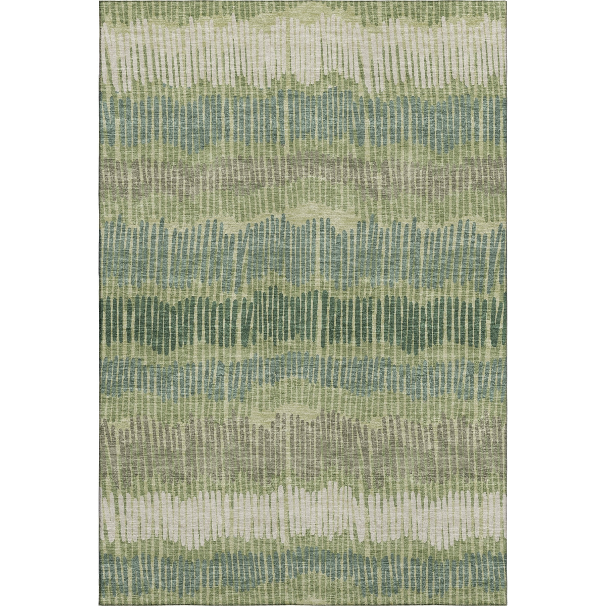 670651 9 x 12 ft. Green, Ivory & Taupe Striped Washable Machine Made Rectangle Area Rug with UV Protection
