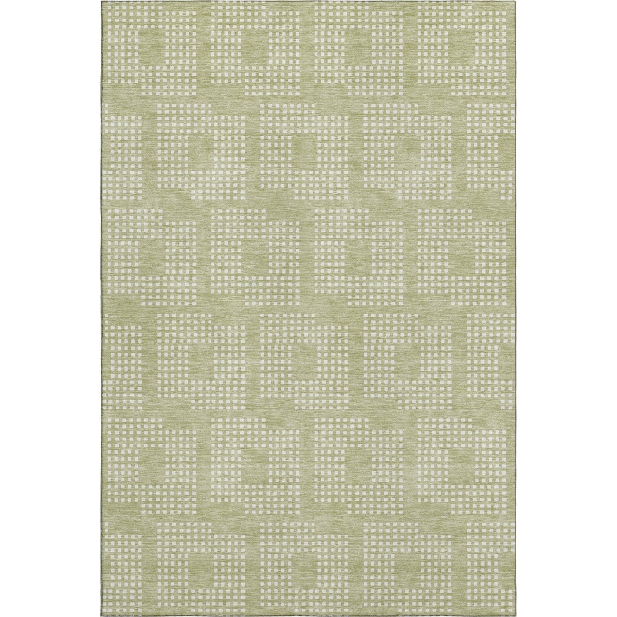 670680 8 x 10 ft. Artichoke Green & Ivory Geometric Transitional Washable Machine Made Rectangle Area Rug with UV Protection