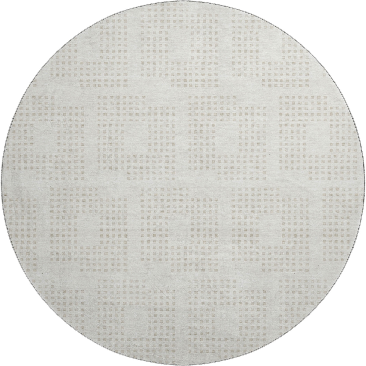 670715 8 ft. Ivory & Beige Geometric Transitional Washable Round Area Rug with UV Protection