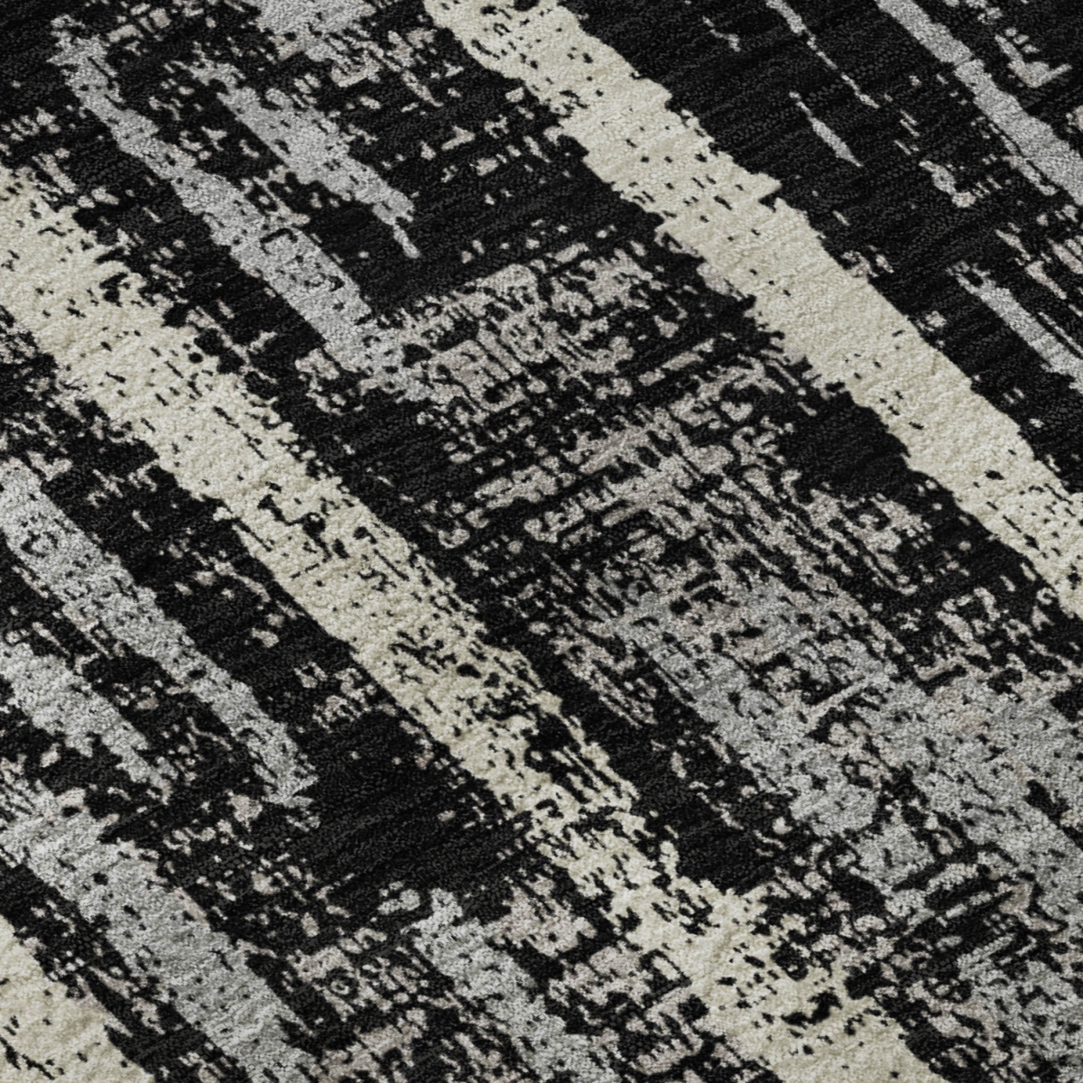670861 9 x 12 ft. Black Beige & Gray Striped Washable Machine Made Rectangle Area Rug with UV Protection