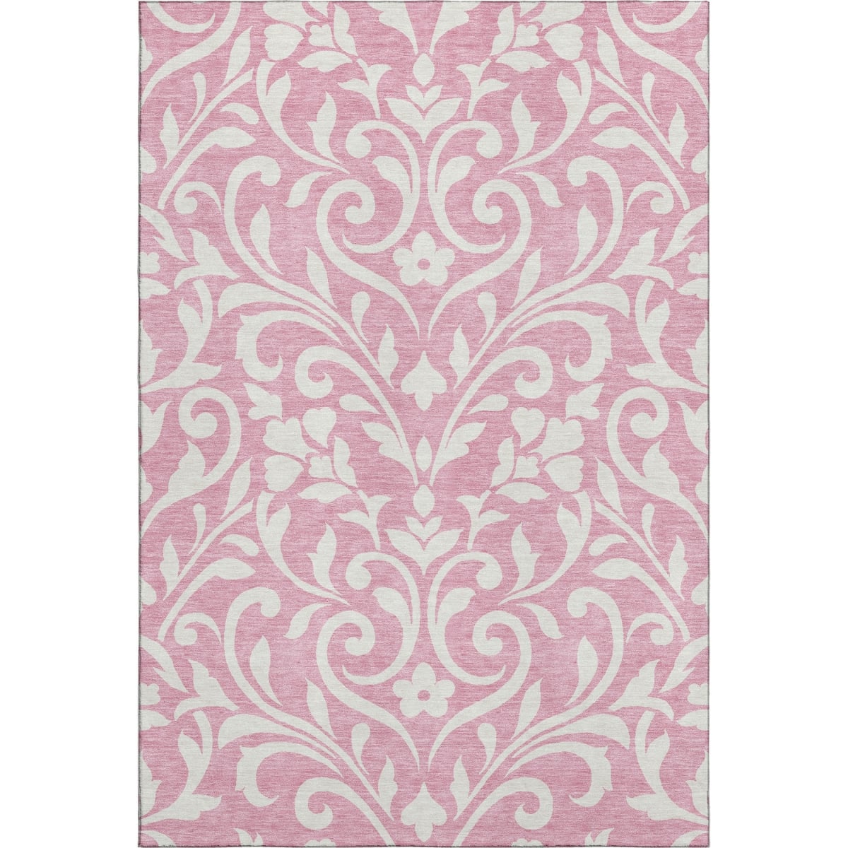 669638 5 x 8 ft. Pink & Ivory Floral Transitional Washable Machine Made Rectangle Area Rug with UV Protection