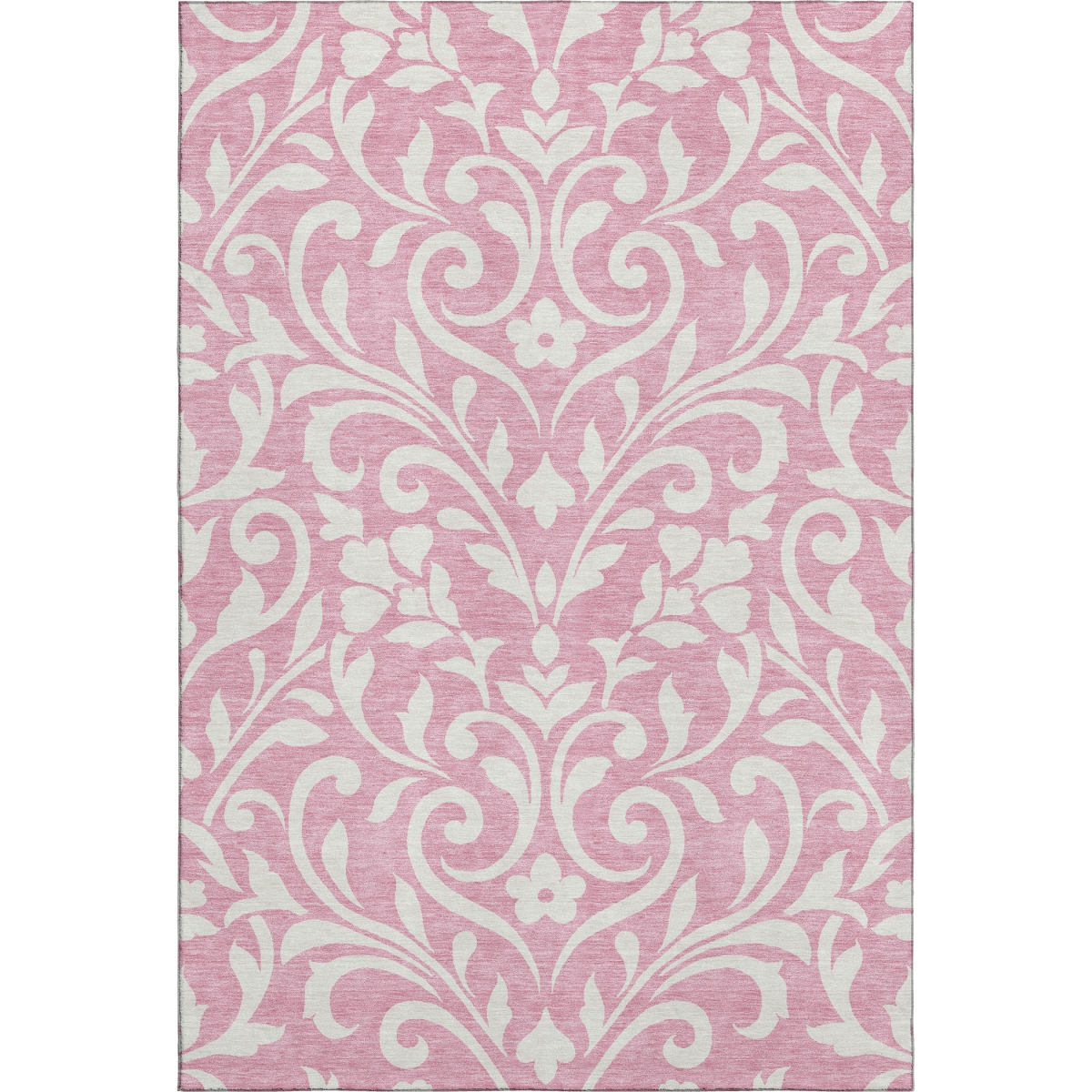 669641 9 x 12 ft. Pink & Ivory Floral Transitional Washable Machine Made Rectangle Area Rug with UV Protection