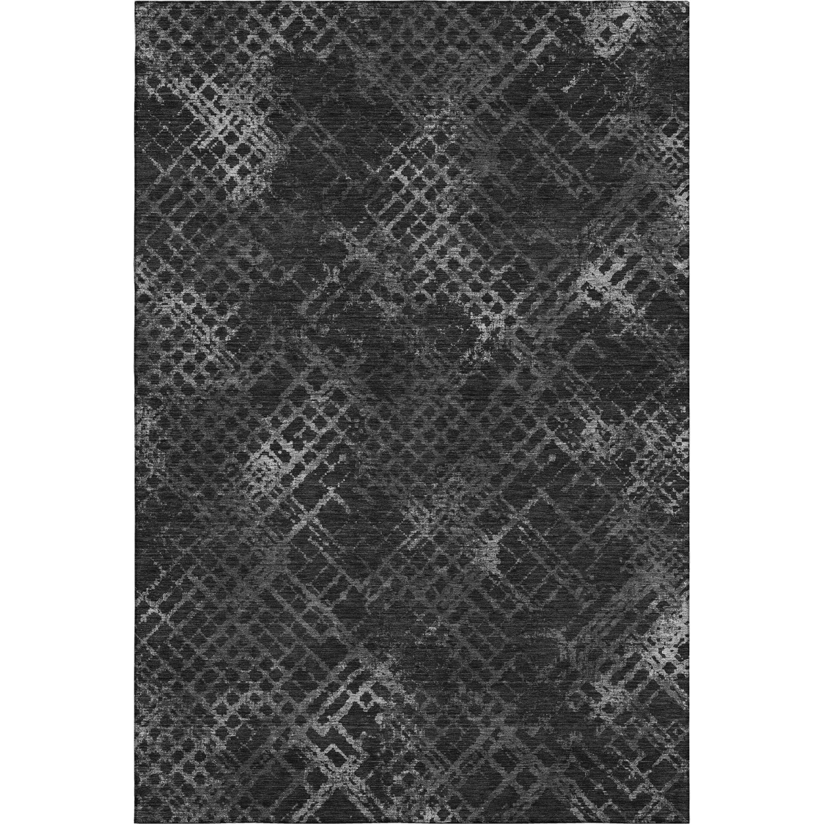 666670 5 x 8 ft. Charcoal & Ivory Abstract Geometric Transitional Washable Machine Made Rectangle Area Rug with UV Protection