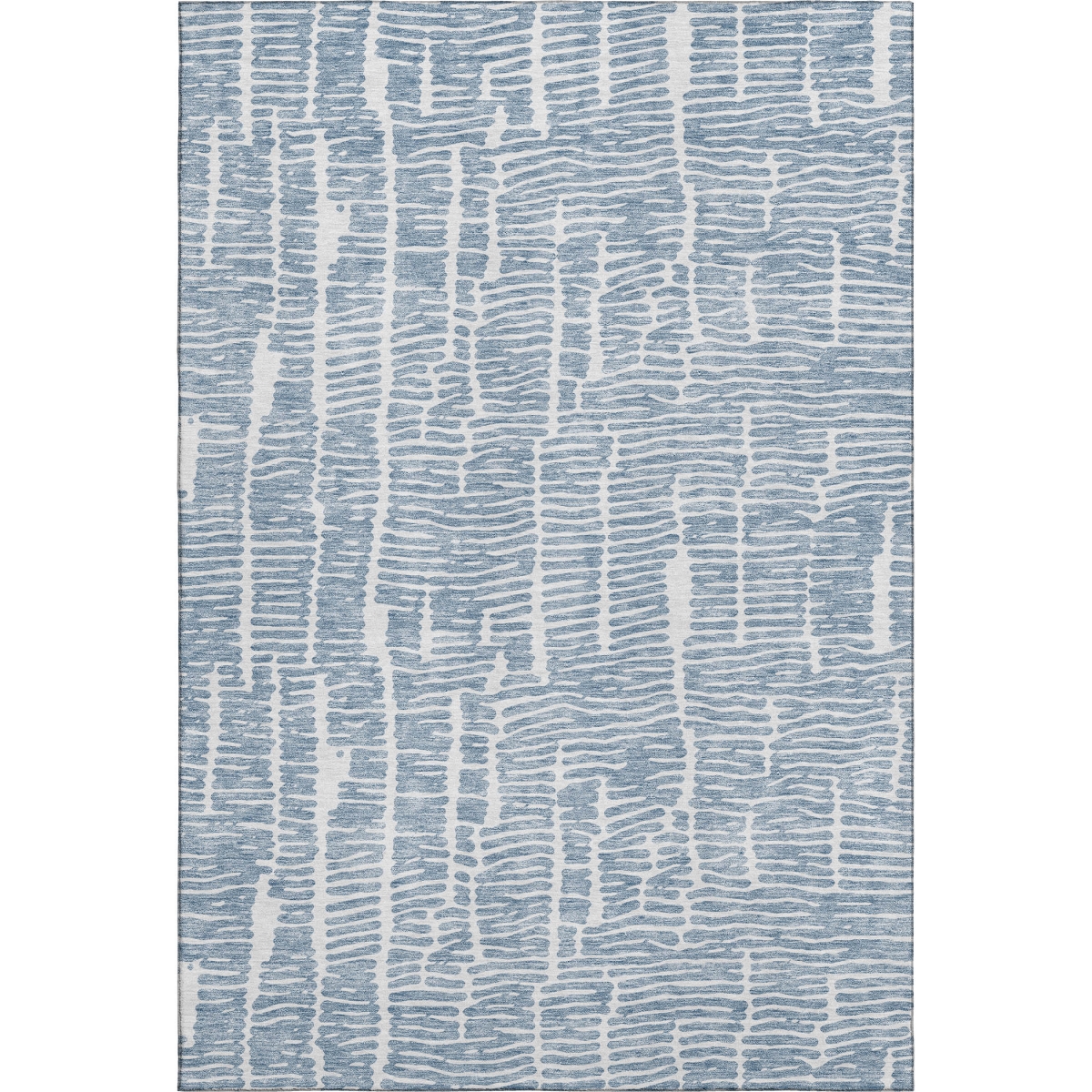 666846 8 x 10 ft. Blue & Ivory Vermicular Washable Machine Made Rectangle Area Rug with UV Protection