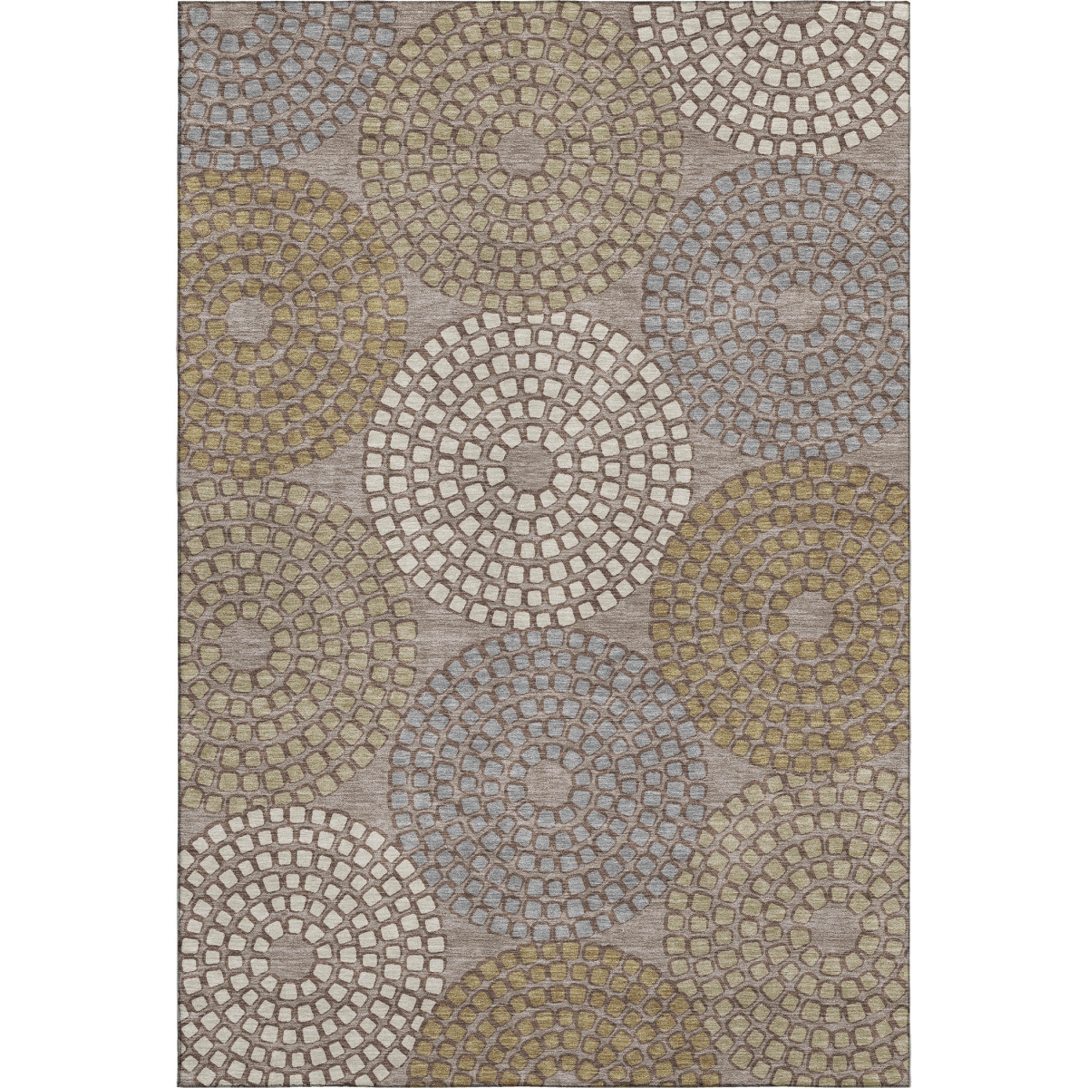 670149 5 x 8 ft. Taupe Beige & Gray Geometric Washable Machine Made Rectangle Area Rug with UV Protection