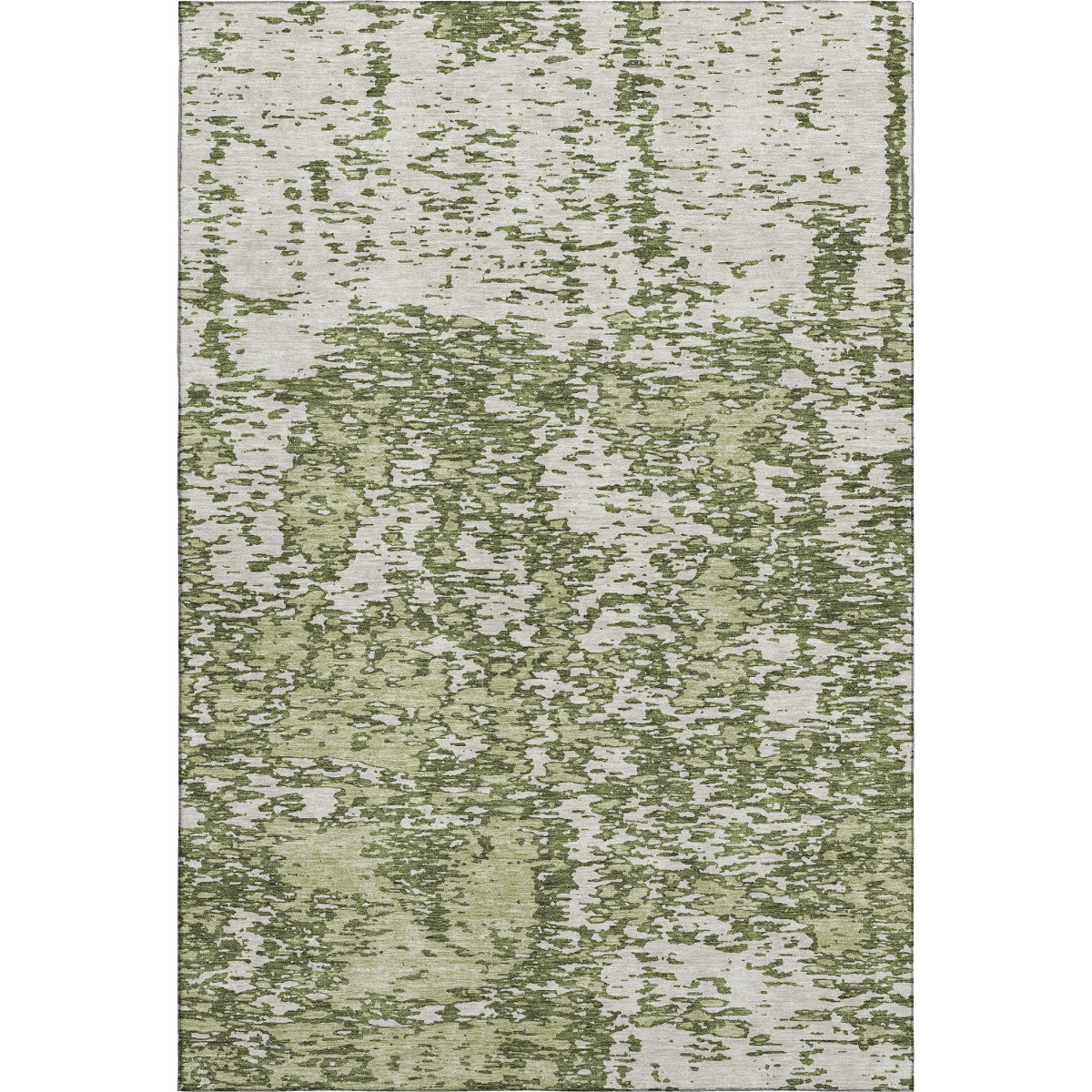 675264 10 x 14 ft. Olive Green & Ivory Abstract Transitional Washable Machine Made Rectangle Area Rug with UV Protection