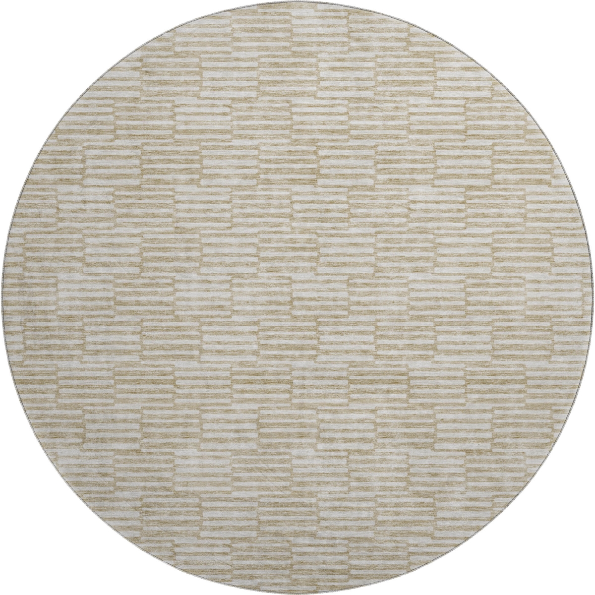 672950 8 ft. Beige & Ivory Abstract Geometric Transitional Washable Round Area Rug with UV Protection