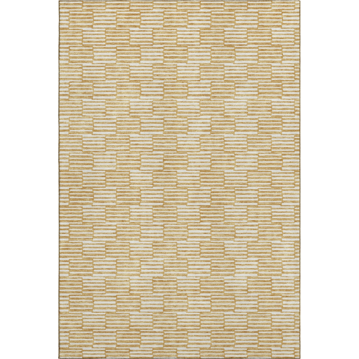 672969 8 x 10 ft. Gold & Ivory Abstract Geometric Transitional Washable Machine Made Rectangle Area Rug with UV Protection