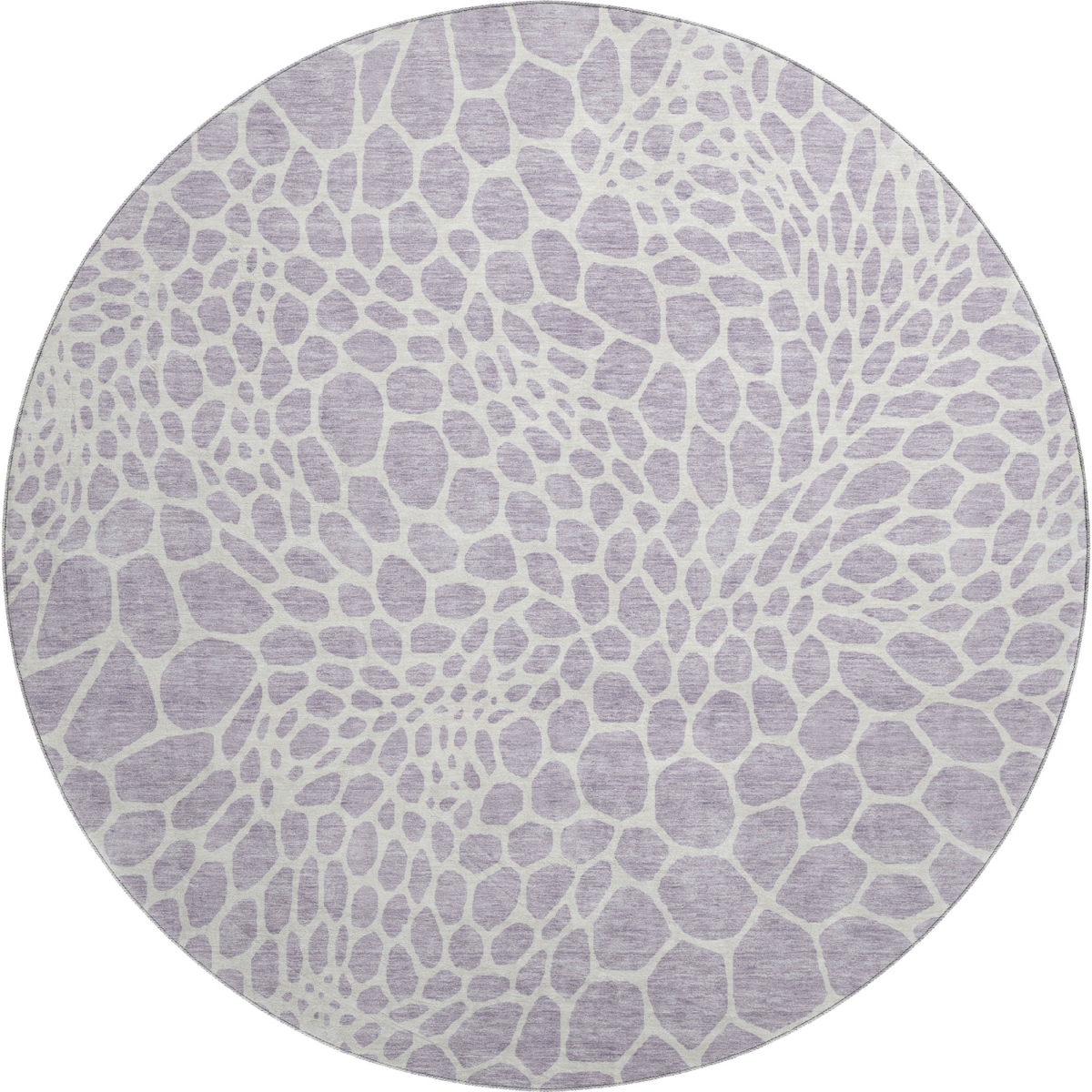 673064 8 ft. Lilac & Ivory Geometric Transitional Washable Round Area Rug with UV Protection