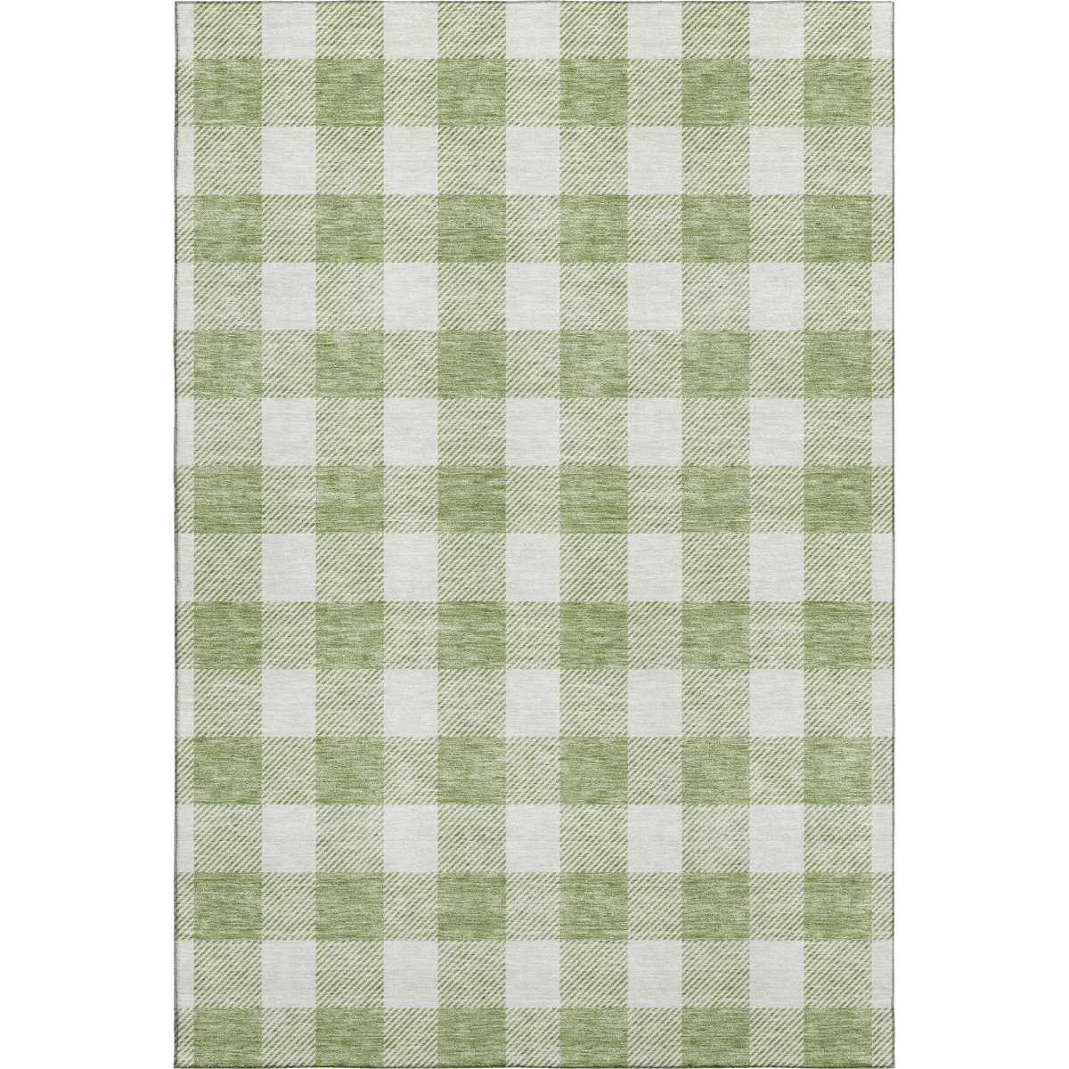 673344 9 x 12 ft. Artichoke Green & Ivory Plaid Transitional Washable Machine Made Rectangle Area Rug with UV Protection