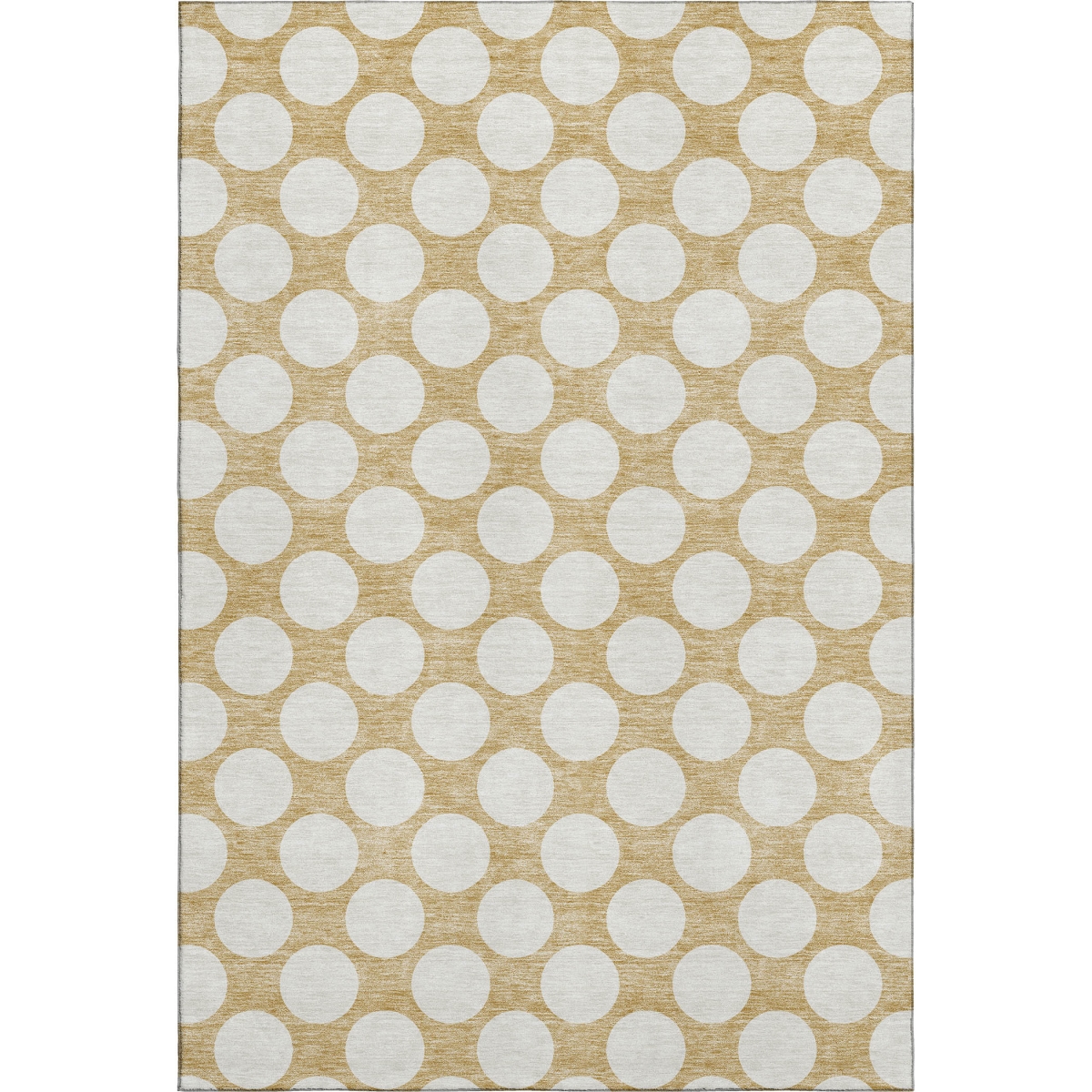 673199 8 x 10 ft. Gold & Ivory Polka Dot Transitional Washable Machine Made Rectangle Area Rug with UV Protection