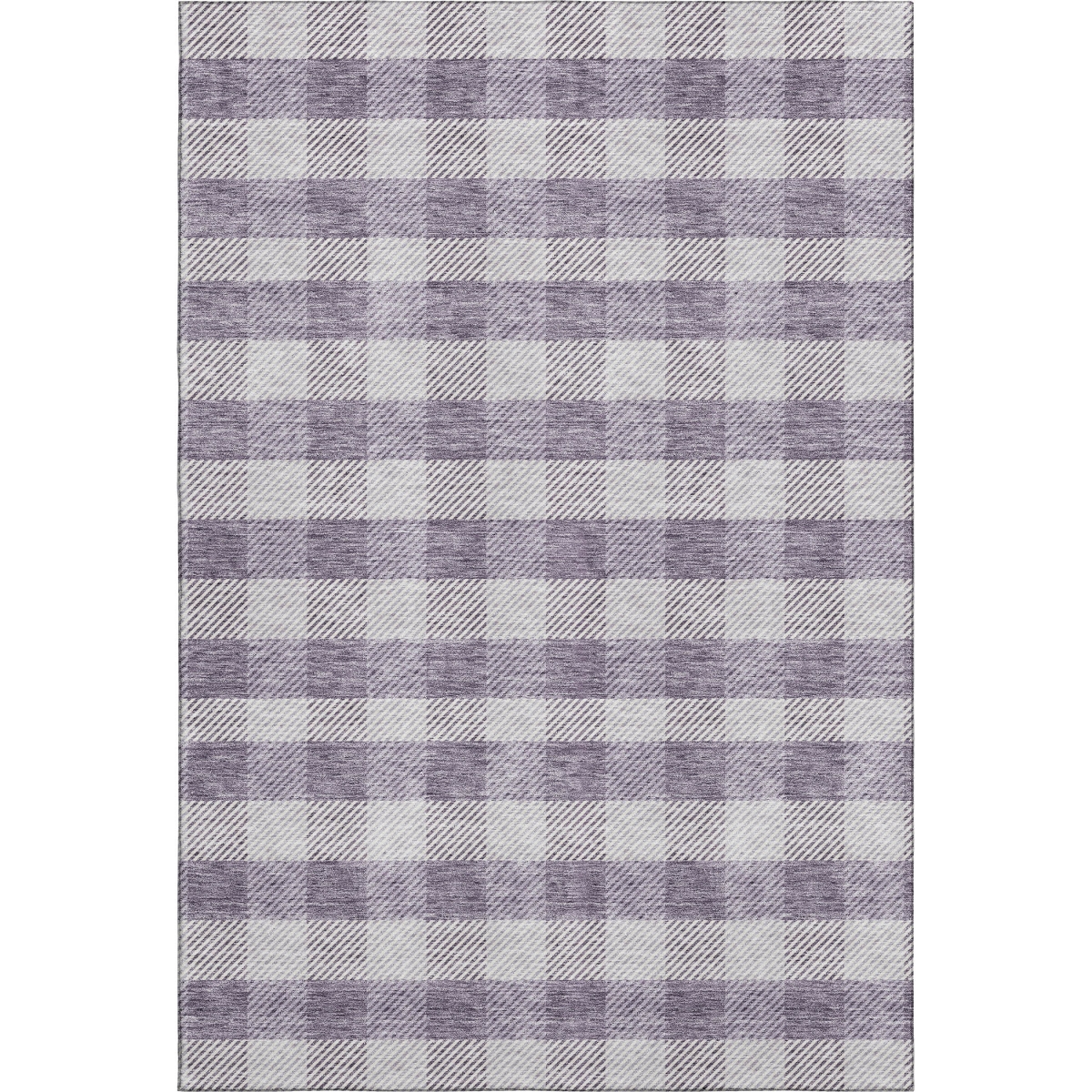 673475 8 x 10 ft. Lavender & Ivory Plaid Washable Machine Made Rectangle Area Rug with UV Protection