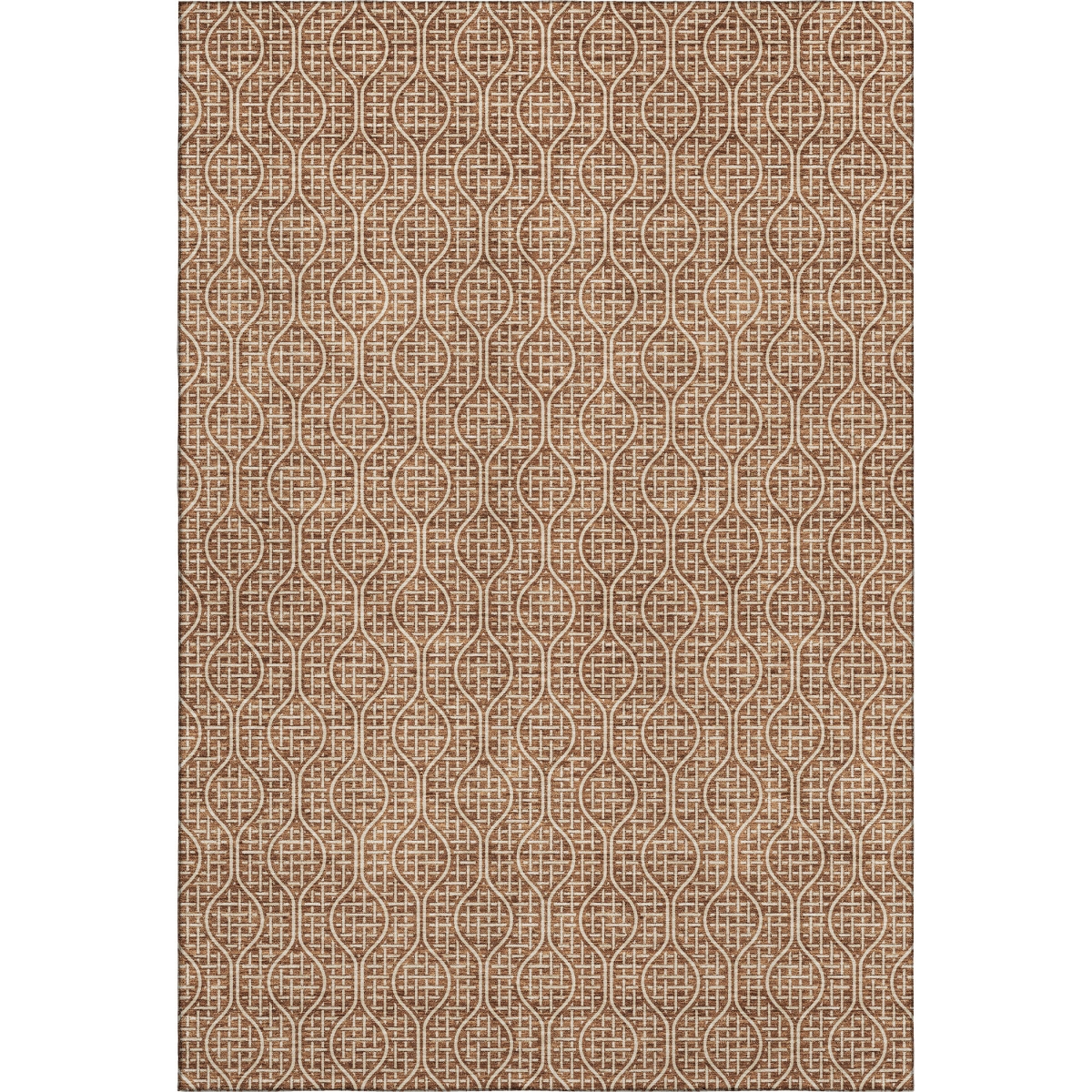 673647 5 x 8 ft. Rust & Ivory Geometric Transitional Washable Machine Made Rectangle Area Rug with UV Protection