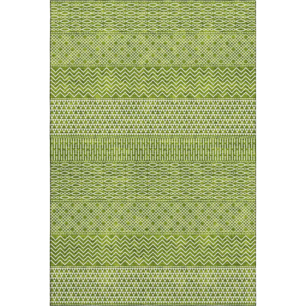 674798 5 x 8 ft. Lime Green & Ivory Striped Transitional Washable Machine Made Rectangle Area Rug with UV Protection