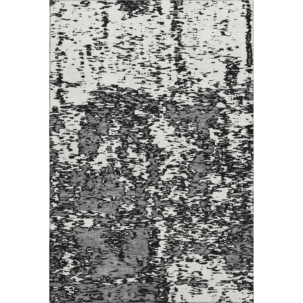 675209 9 x 12 ft. Black & Ivory Abstract Transitional Washable Machine Made Rectangle Area Rug with UV Protection