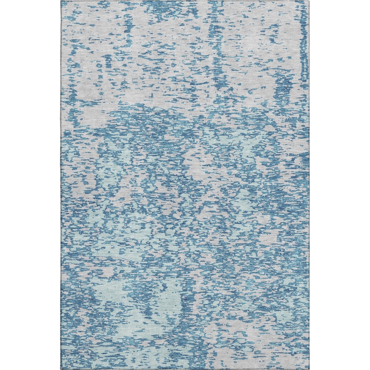 675266 5 x 8 ft. Teal & Silver Abstract Washable Machine Made Rectangle Area Rug with UV Protection