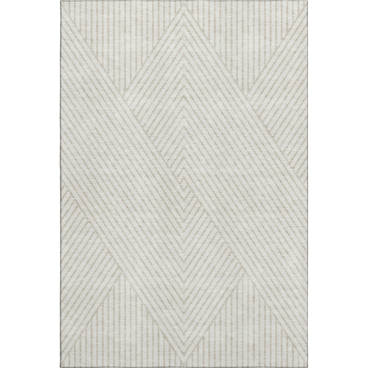 674660 5 x 8 ft. Ivory & Beige Geometric Transitional Washable Machine Made Rectangle Area Rug with UV Protection