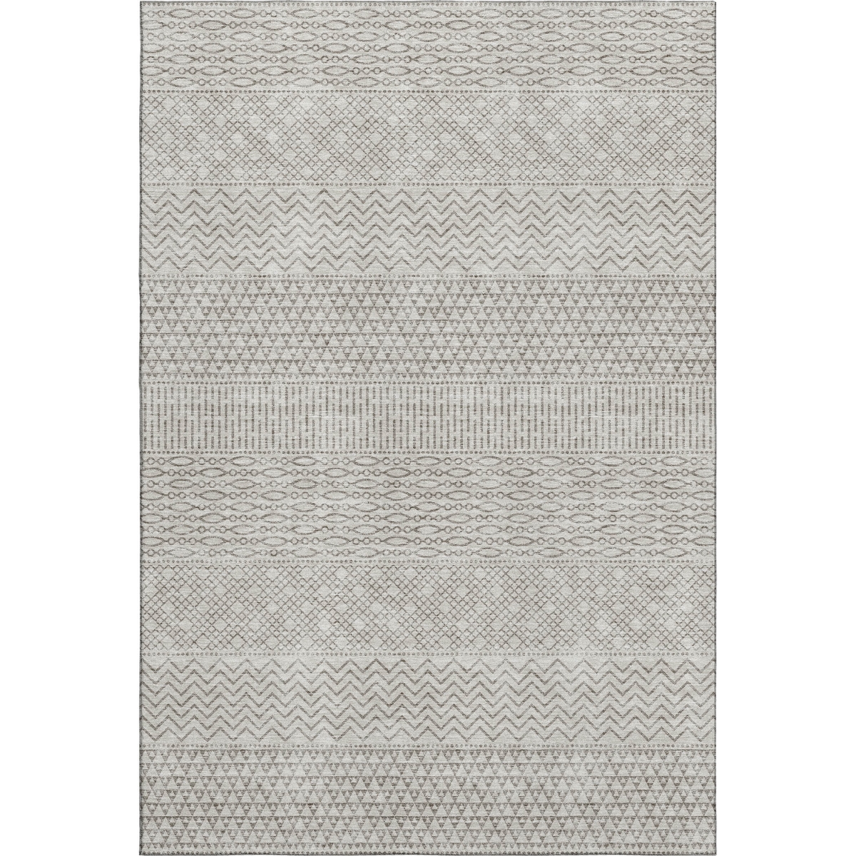 674760 10 x 14 ft. Beige & Ivory Striped Transitional Washable Machine Made Rectangle Area Rug with UV Protection