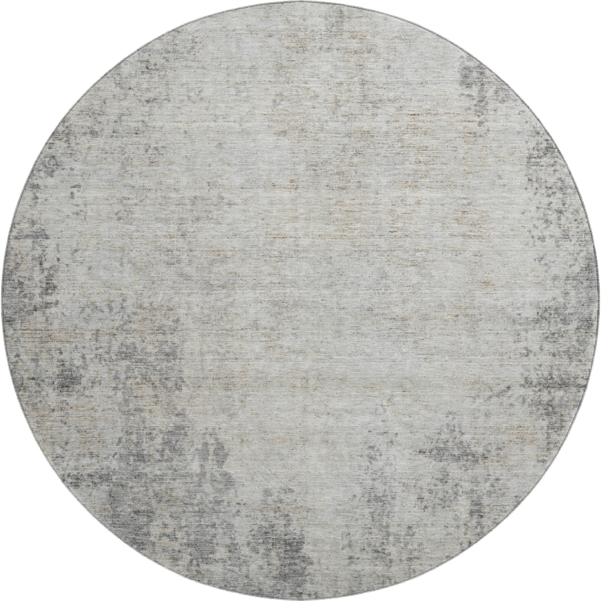 674847 8 ft. Gray & Ivory Abstract Transitional Washable Round Area Rug with UV Protection