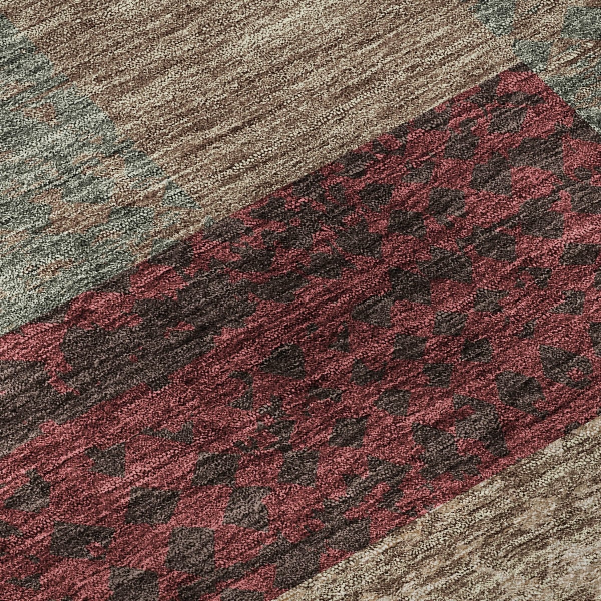 674963 9 x 12 ft. Coffee & Merlot Geometric Washable Machine Made Rectangle Area Rug with UV Protection
