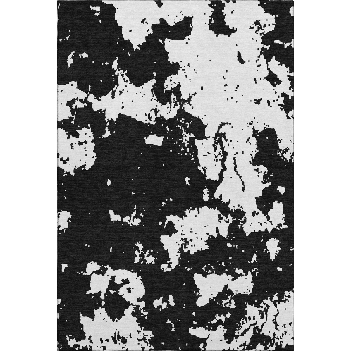 671276 10 x 14 ft. Black & White Abstract Washable Machine Made Rectangle Area Rug with UV Protection