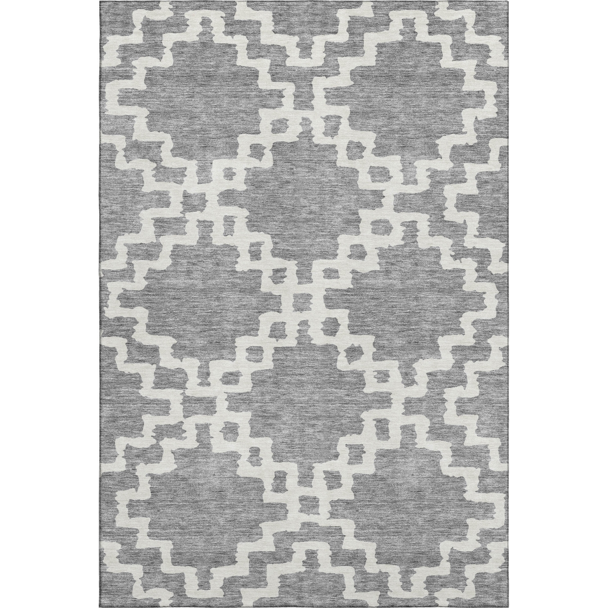 671718 8 x 10 ft. Gray & Ivory Abstract Geometric Transitional Washable Machine Made Rectangle Area Rug with UV Protection