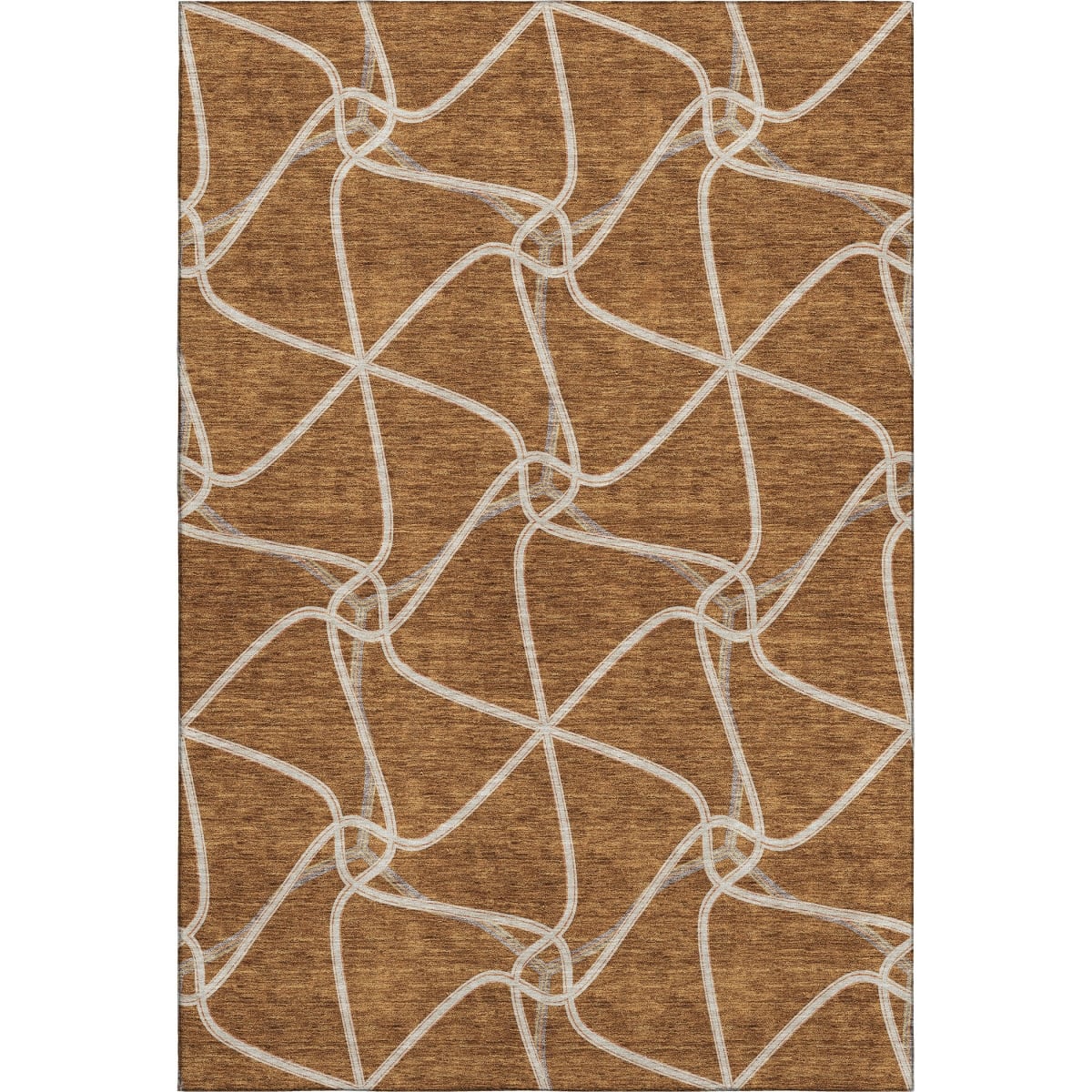 675388 8 x 10 ft. Rust & Ivory Geometric Transitional Washable Machine Made Rectangle Area Rug with UV Protection