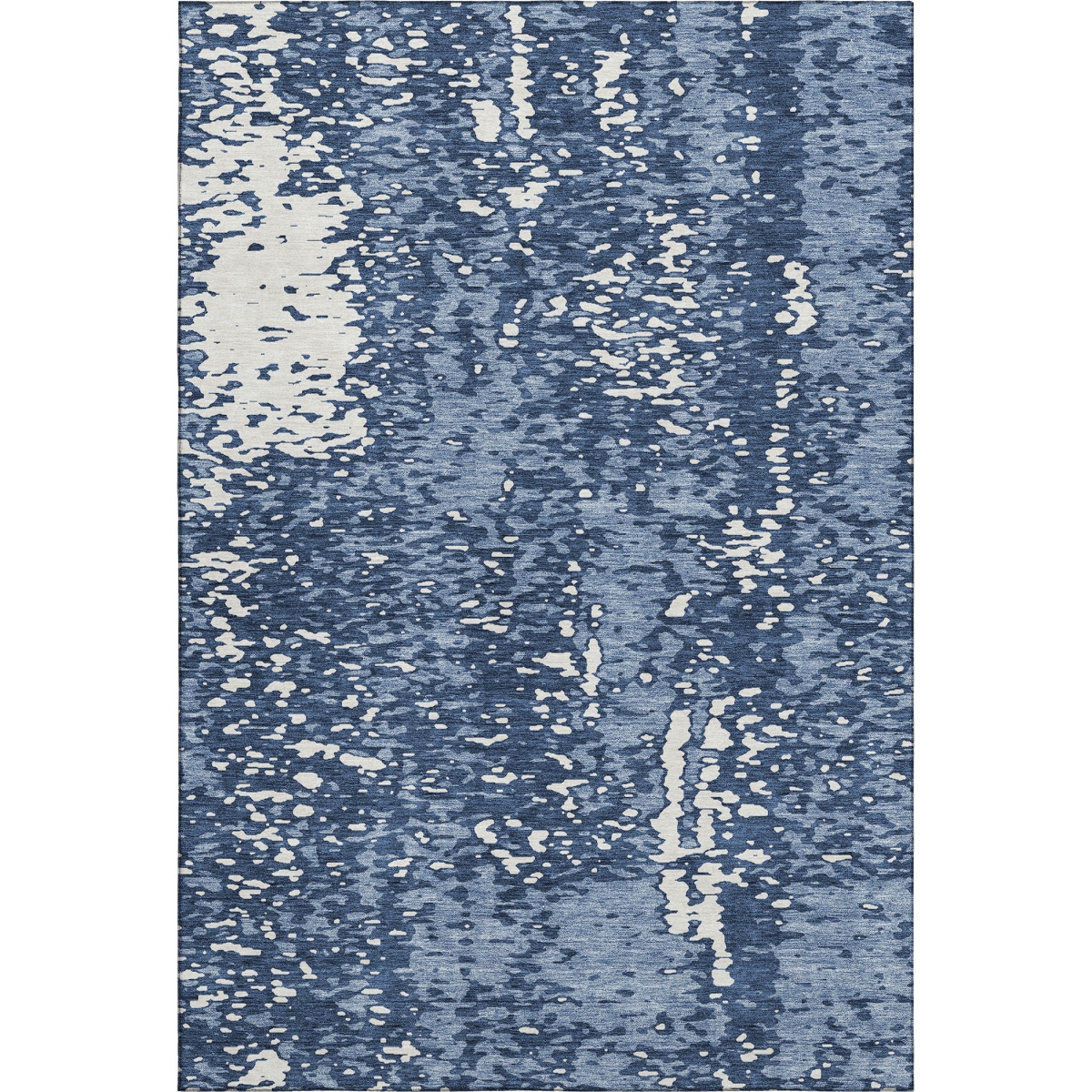 675436 8 x 10 ft. Denim Blue & Ivory Abstract Transitional Washable Machine Made Rectangle Area Rug with UV Protection