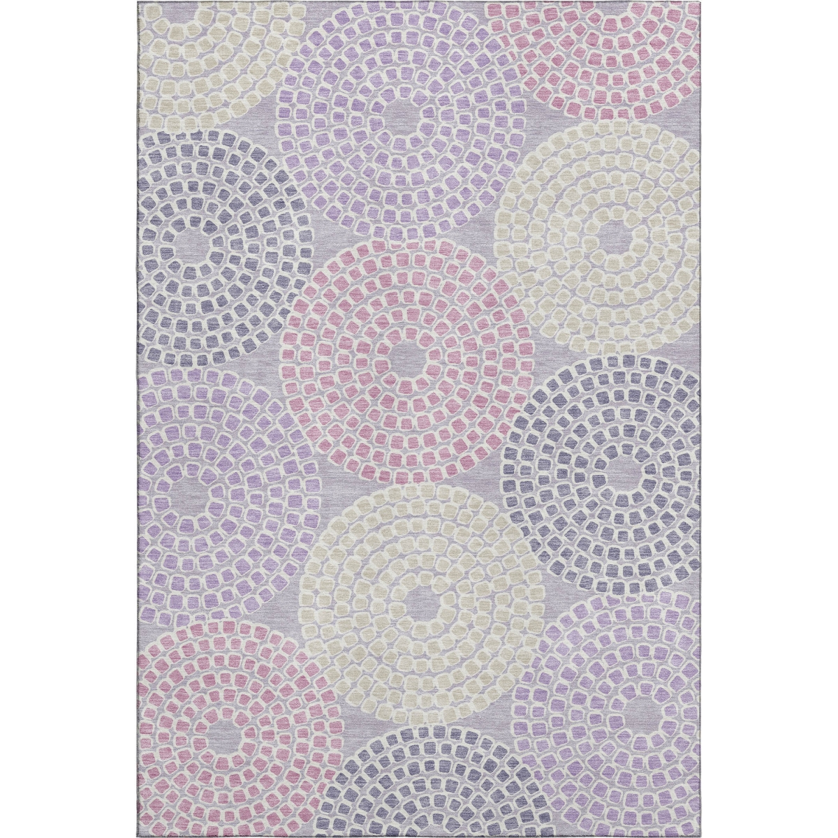 670127 8 x 10 ft. Lavender Gray & Blush Geometric Washable Machine Made Rectangle Area Rug with UV Protection