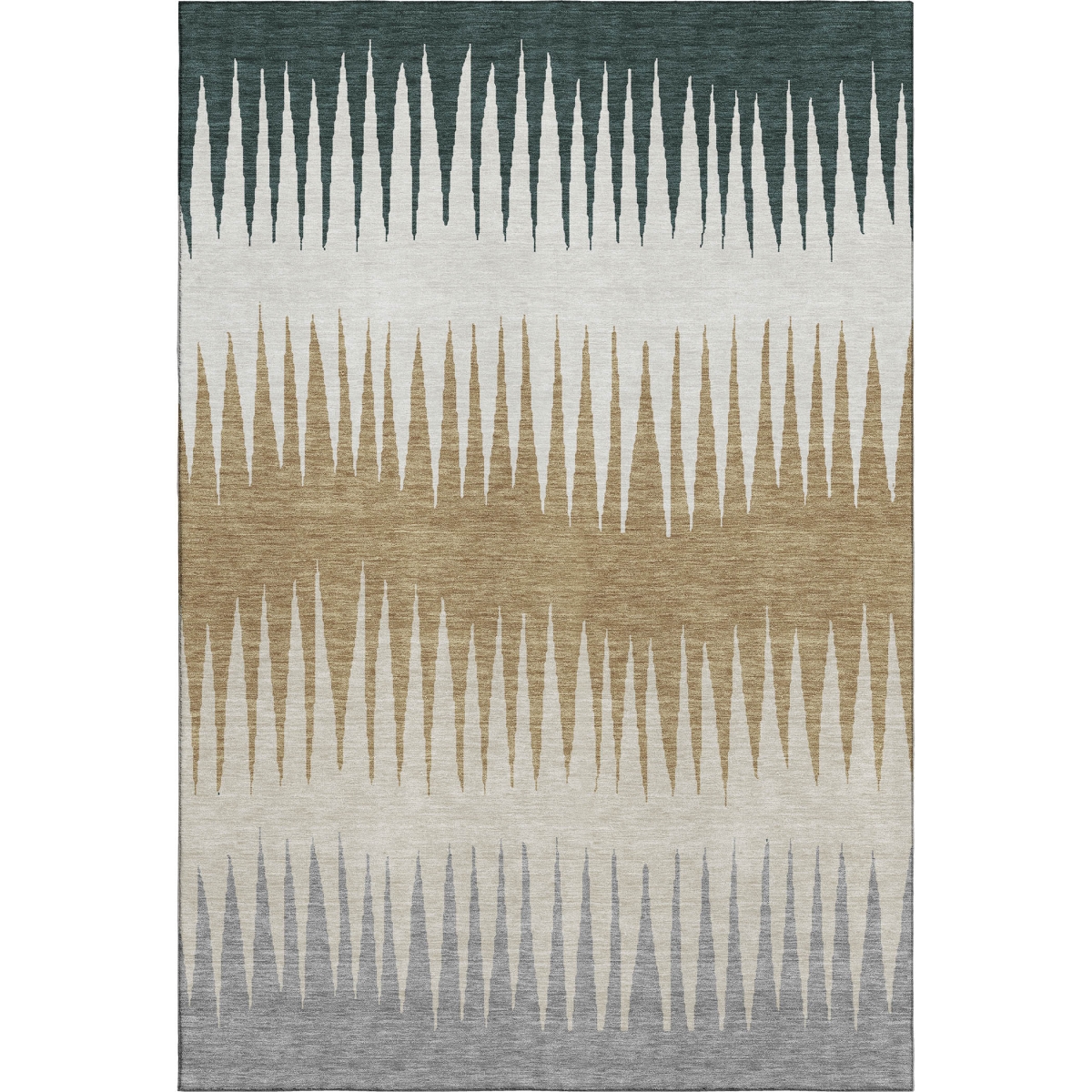 670371 5 x 8 ft. Charcoal Gold & Gray Striped Washable Machine Made Rectangle Area Rug with UV Protection