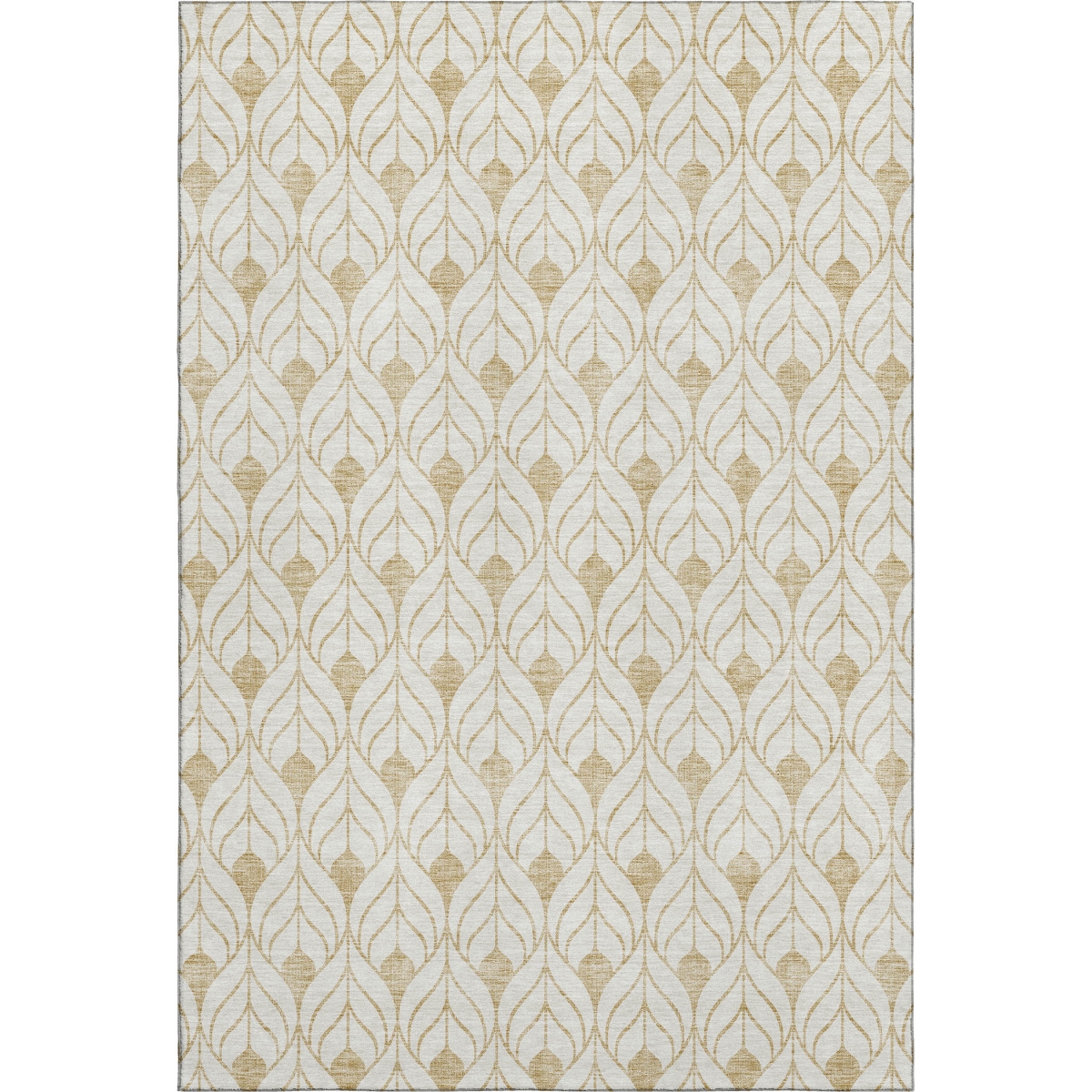 673710 9 x 12 ft. Gold & Ivory Geometric Transitional Washable Machine Made Rectangle Area Rug with UV Protection